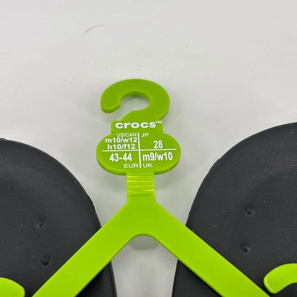 Crocs Flip Sandal Unisex Men 10 Women 12 Black 210089-001 NWT Beach Pool Summer